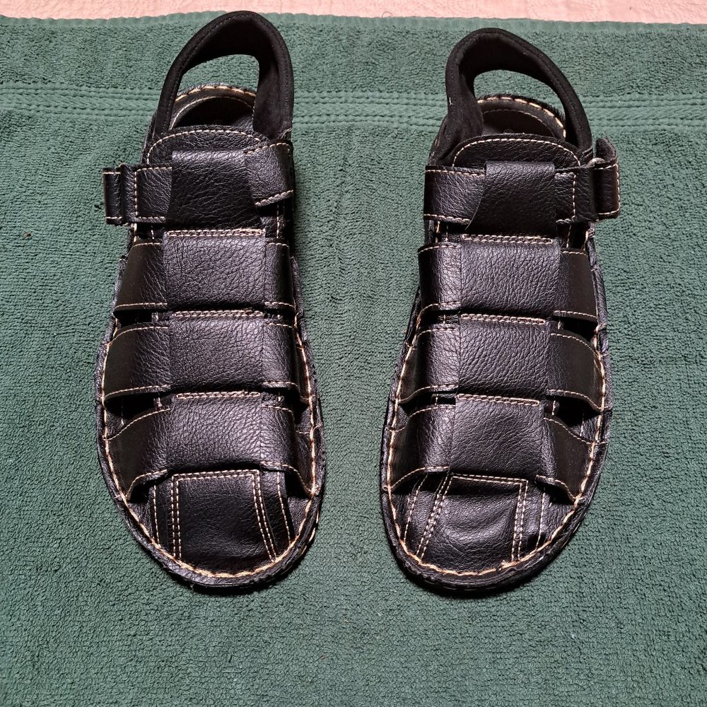 Men  Black Leather Sandals